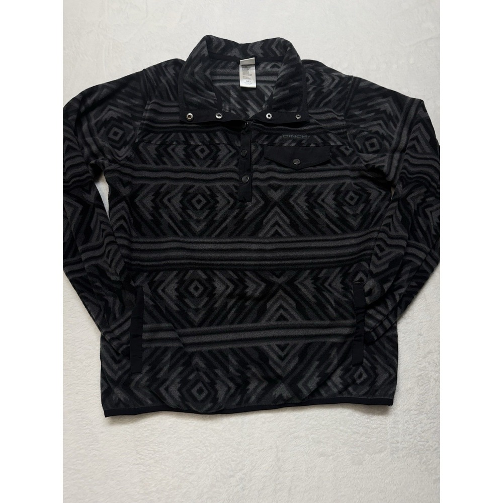 Cinch Snap Printed Fleece Pullover Womens Large Gray Aztec Western FREE SHIPPING